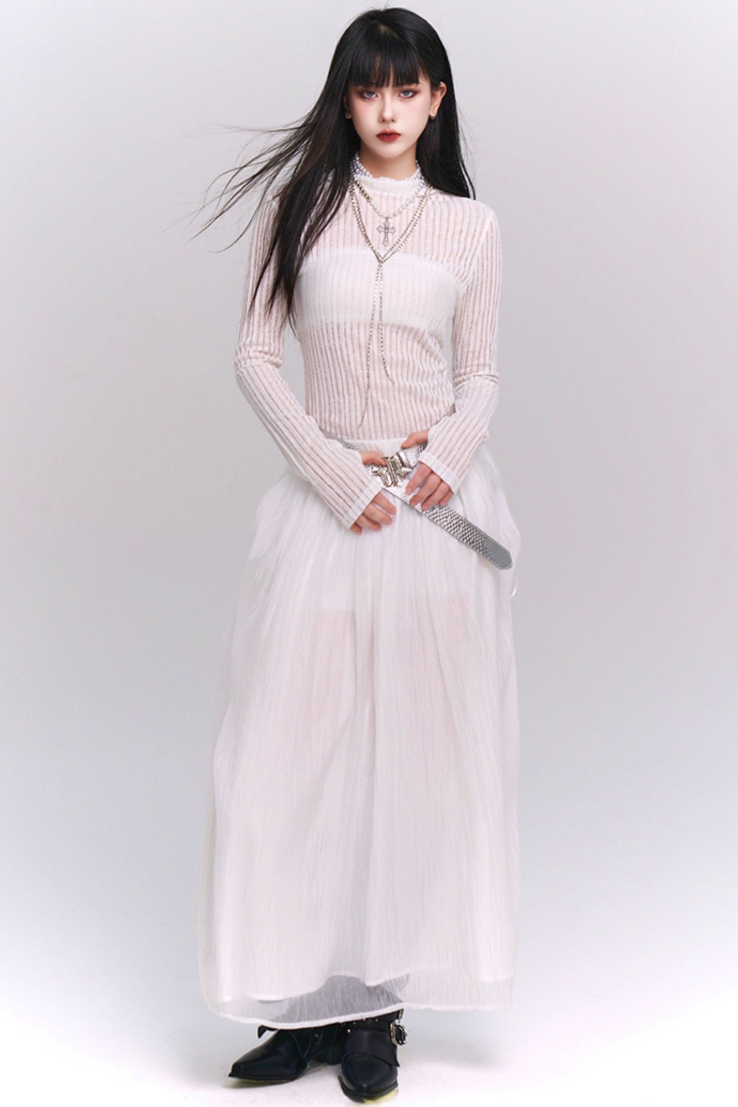 White Long-Sleeve Moonlight Dress