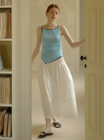 Linen Lyocell Pleated Skirt