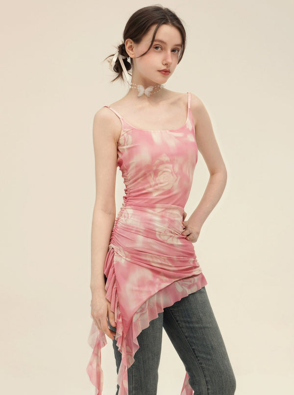 Irregular Ruffle Lace Design Dress