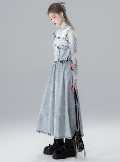 Snowflake Blue Denim Dress Set-Up