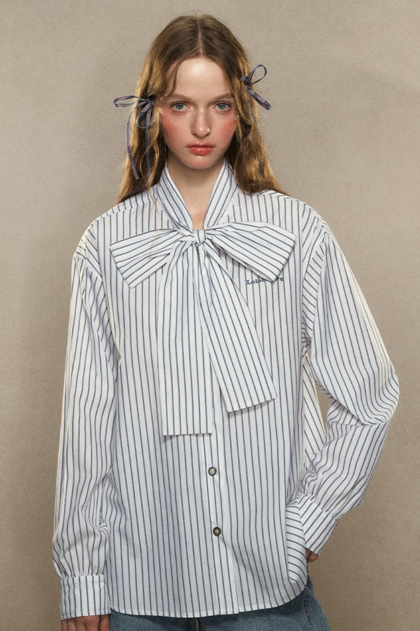 French Vintage Black White Striped Shirt