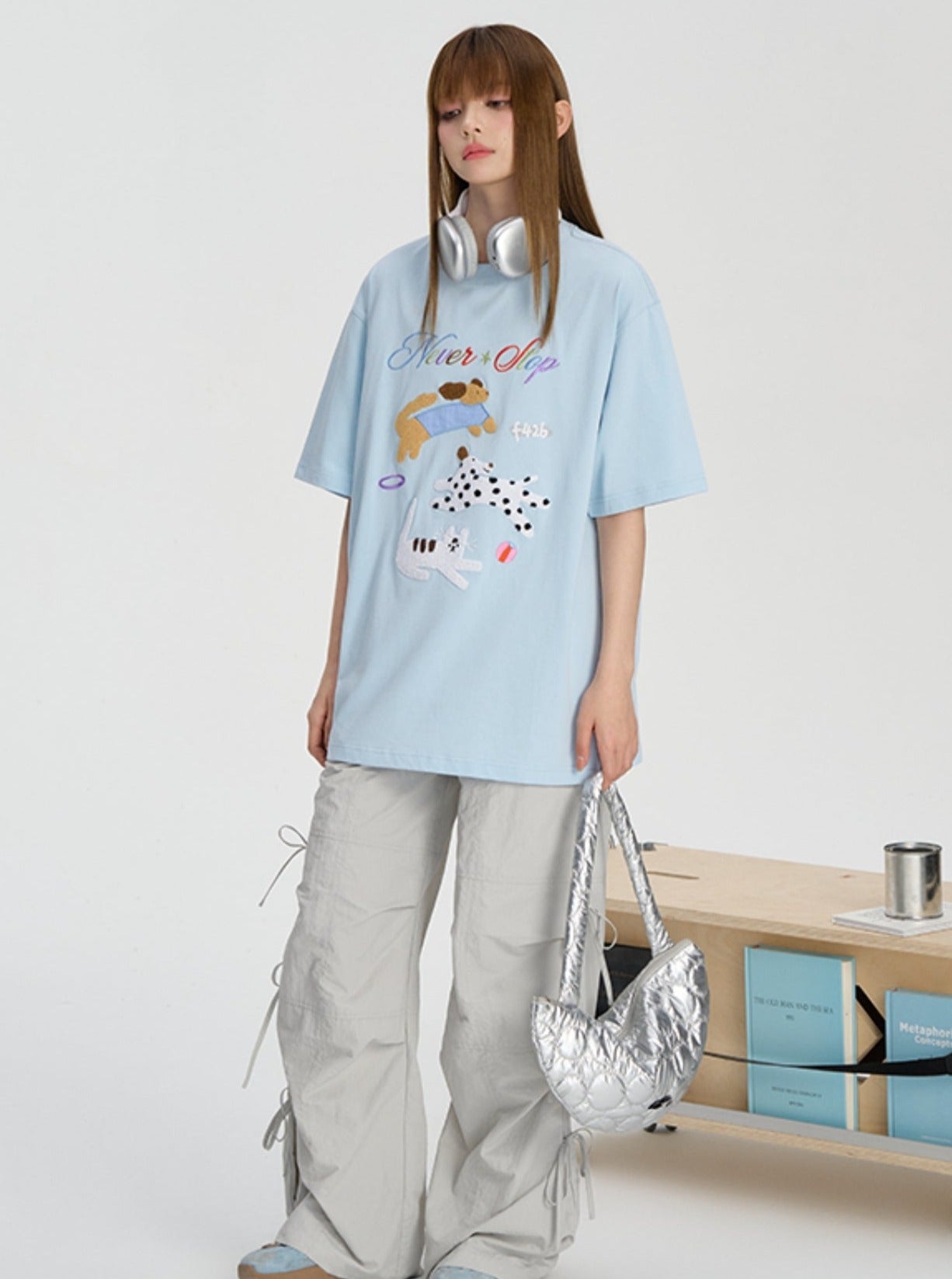 Cat Dog Embroidered T-shirt