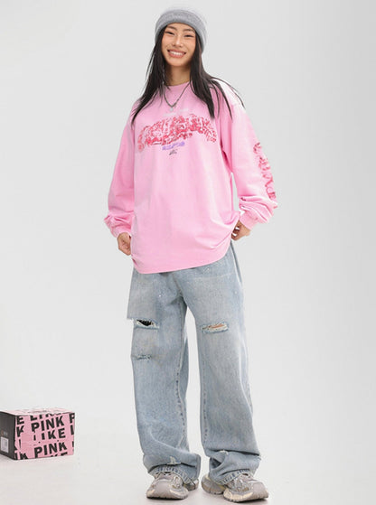 Hip Hop Trendy Marke Rosa Sweatshirt