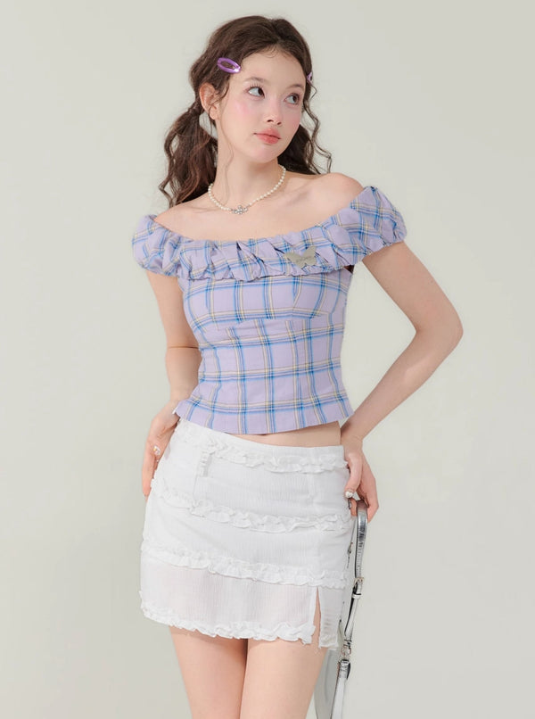 Slim Fit Check Plaid T-Shirt