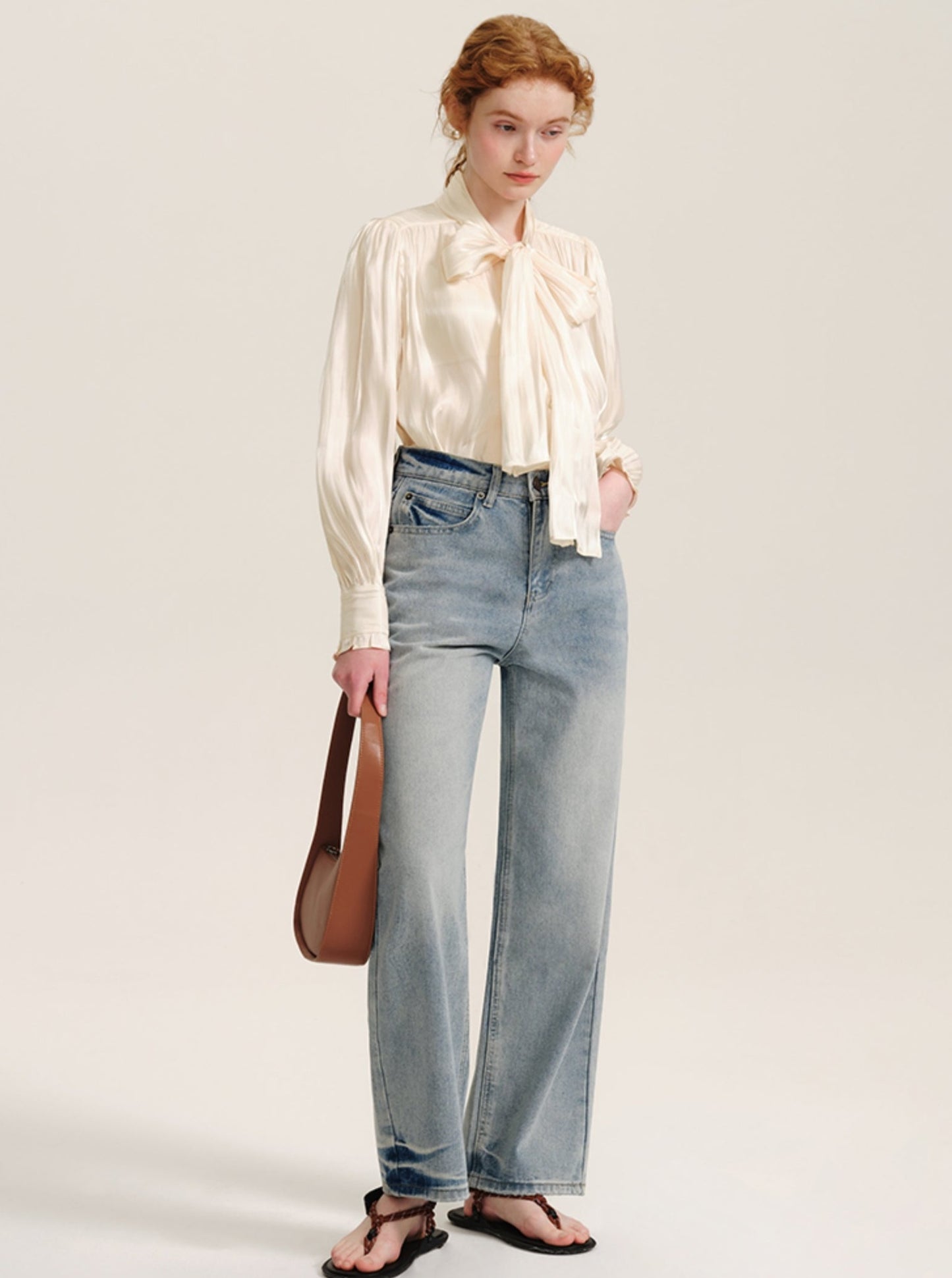 Washed White High-Waisted Pants