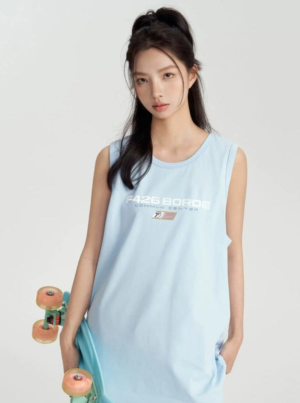 Mini Flag Graphic Loose Vest Top