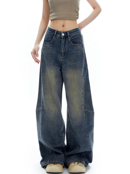 Amerikanische Retro Distressed Straight Denim-Hose