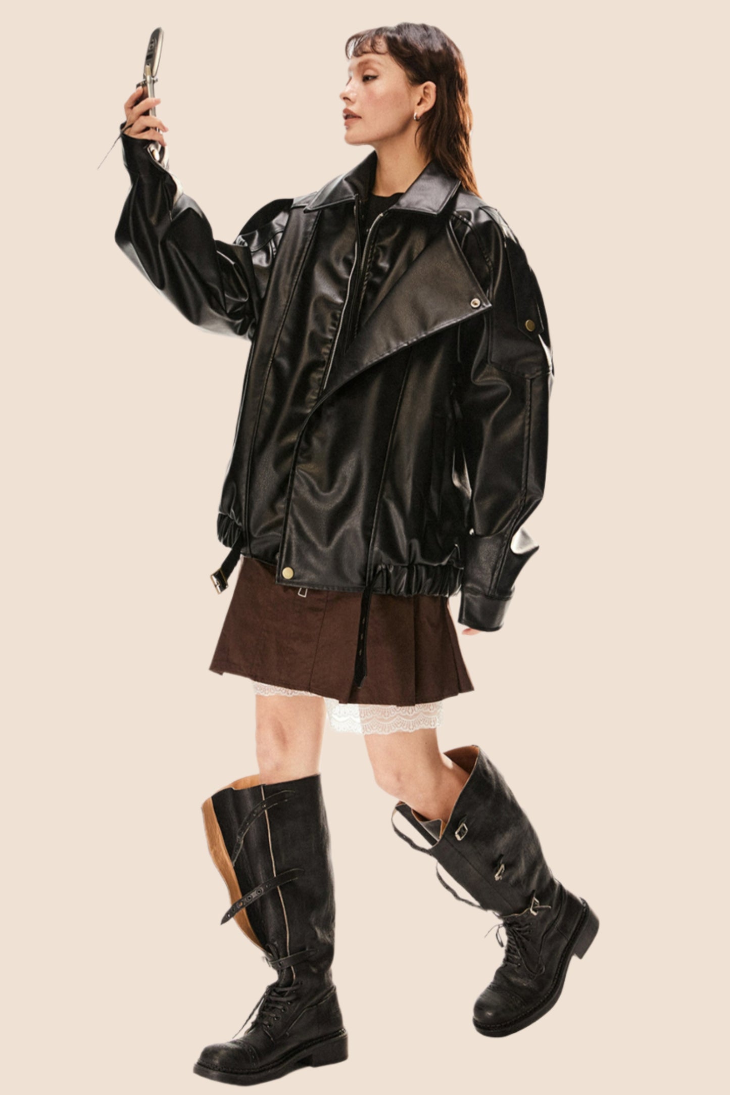 Heavy Leather Biker Jacket