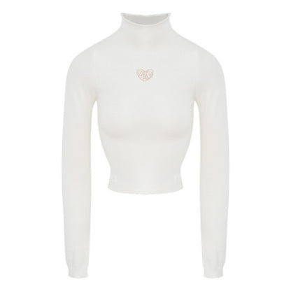 Gold Accent High Neck Knit Top