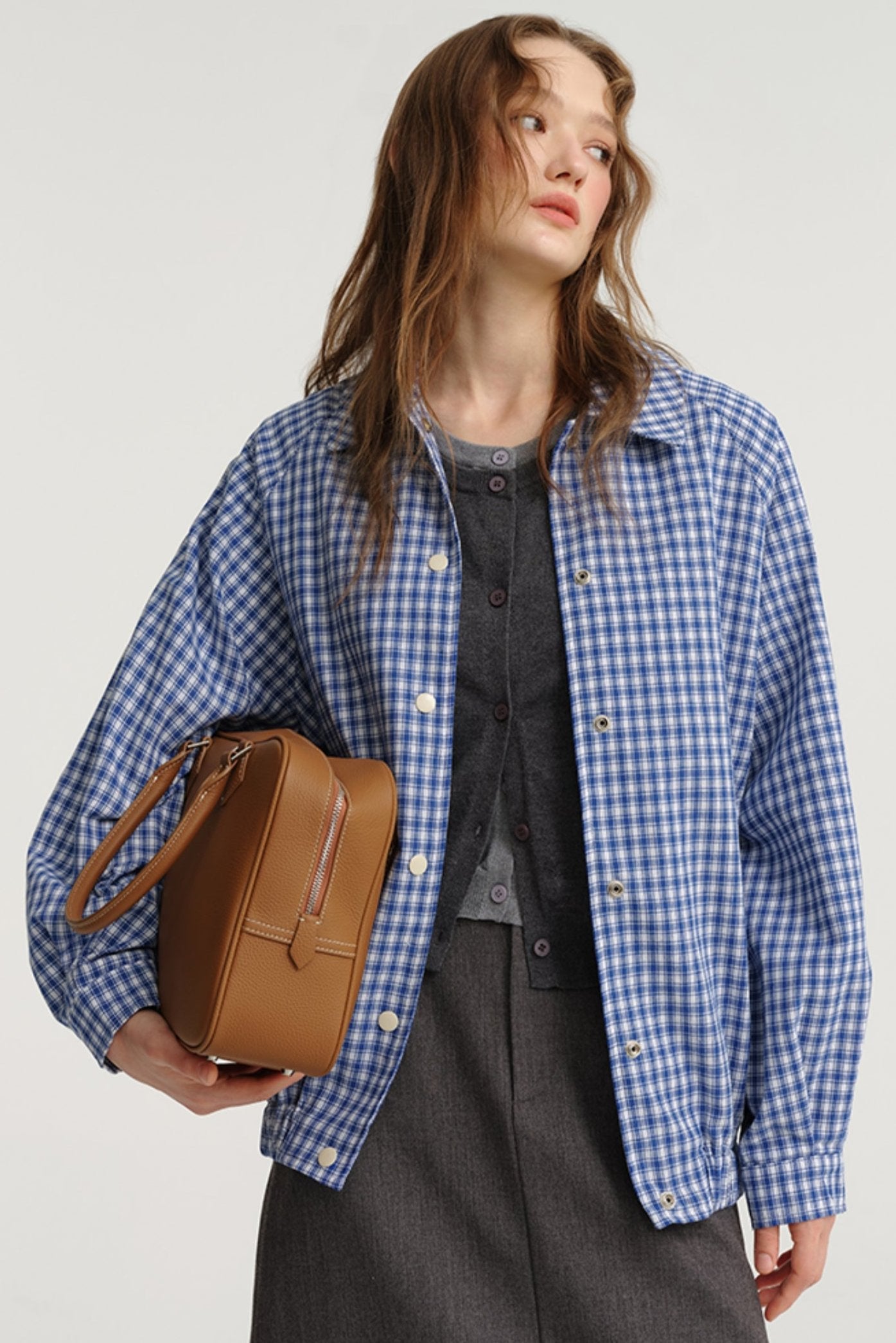 Vintage Blue Plaid Shirt Jacket