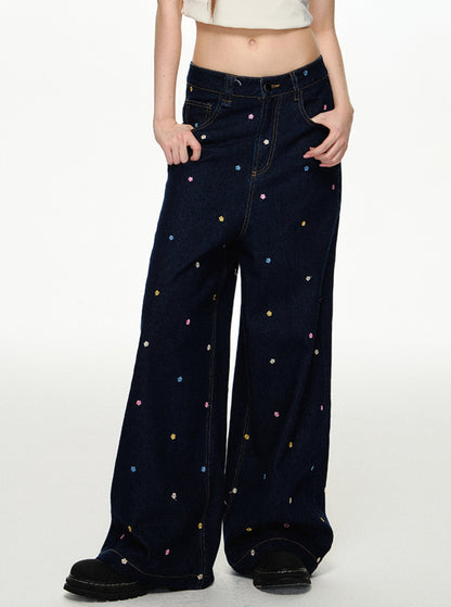 Childlike Floral Embroidered Jeans