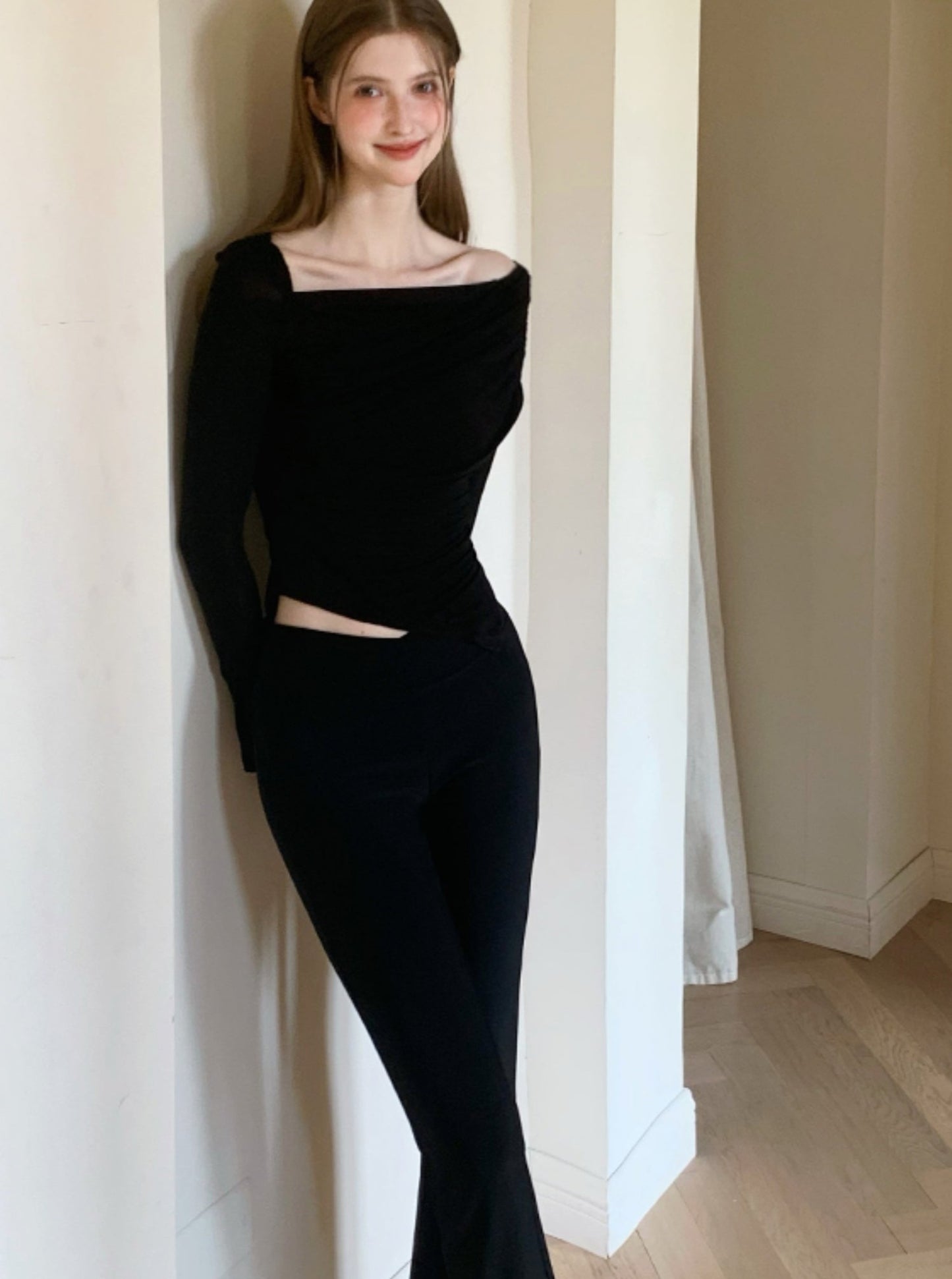 French Off-Shoulder Knit Top