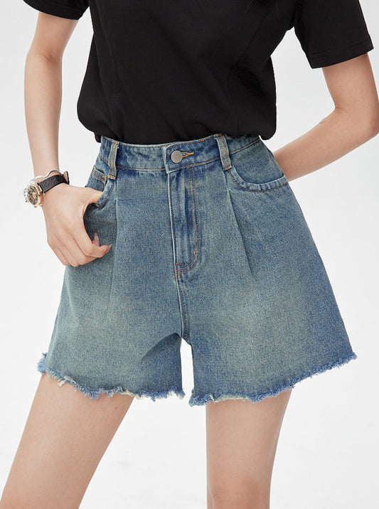 Wide-Legged Denim Shorts Pants