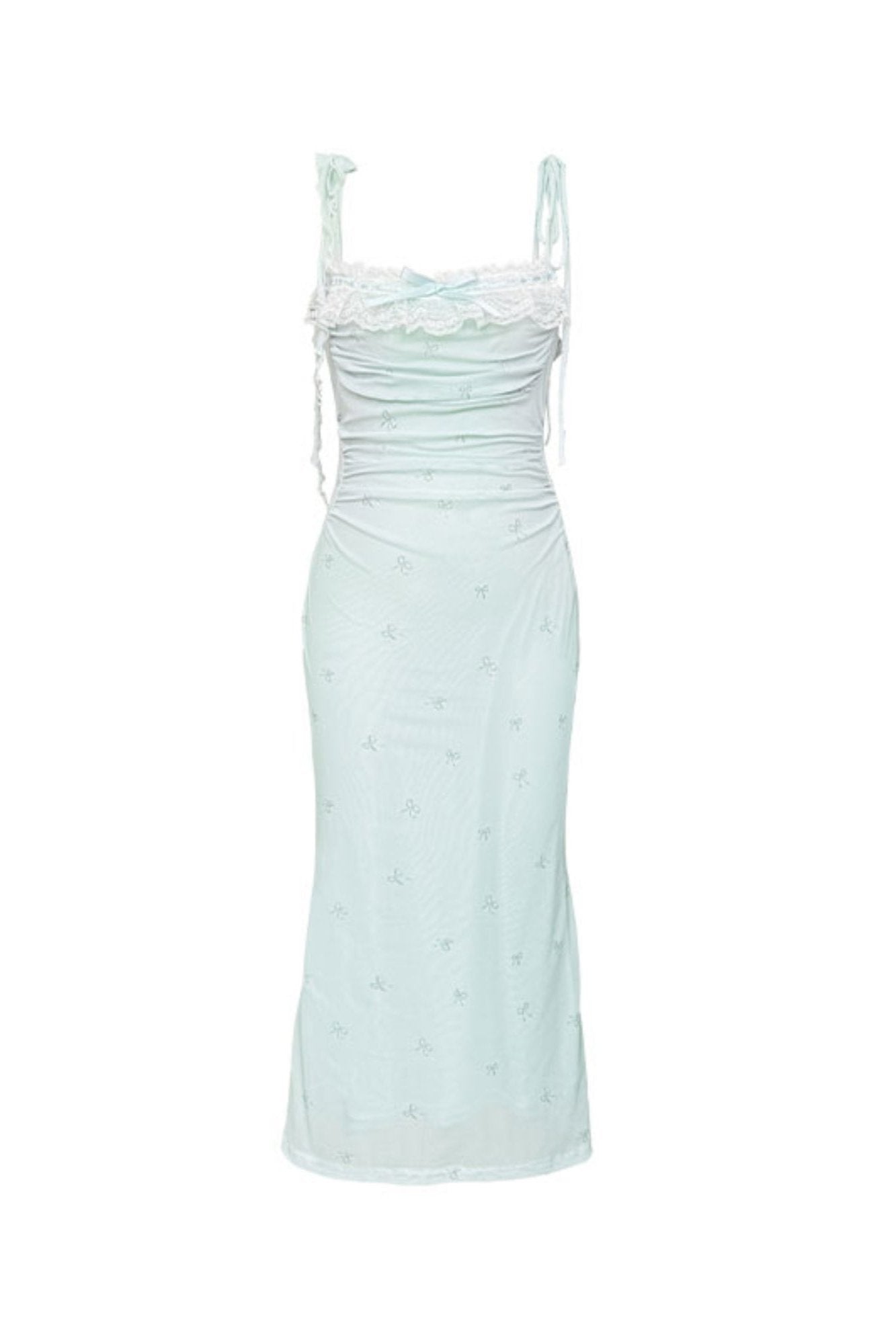 Bow Print Lace Mesh Sundress