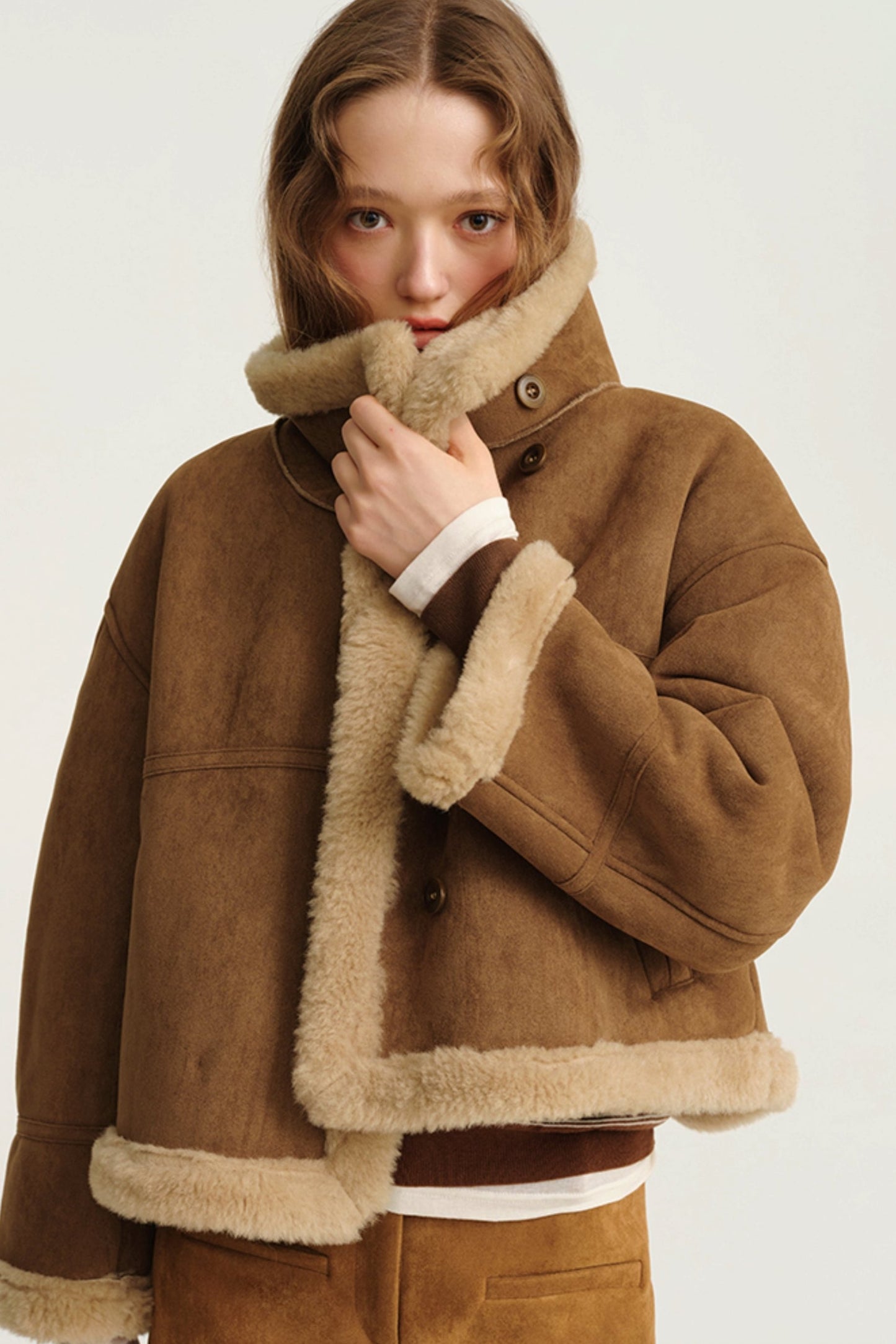 Fur Integrated Suede Padded Jacket