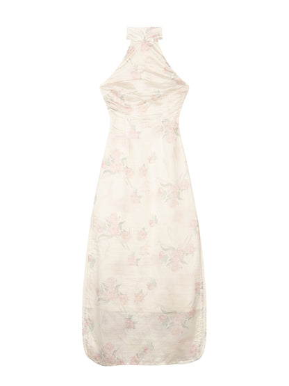 Pastel Lotus Neck-Tie Oriental Dress
