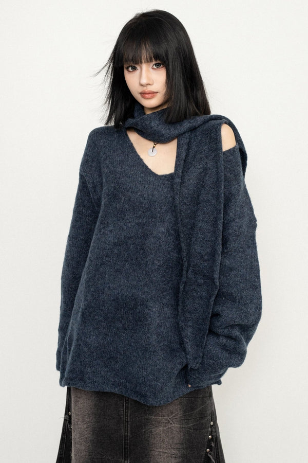 Loose Multi-Color Knitted Sweater