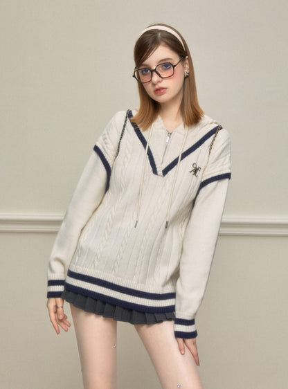 Fake Two Piece College Style Sweater