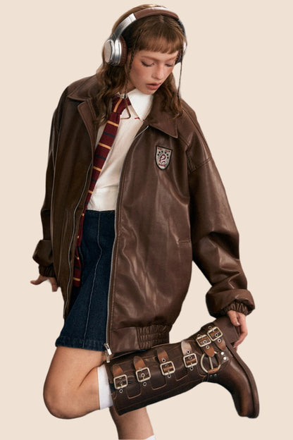 American Retro Pu Biker Jacket