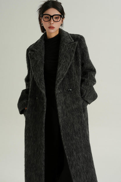 Classic Long Wool Tweed Coat