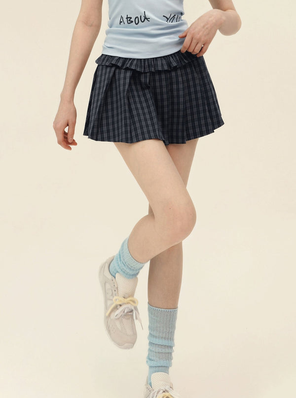Retro Plaid High Waist Mini Set-Up
