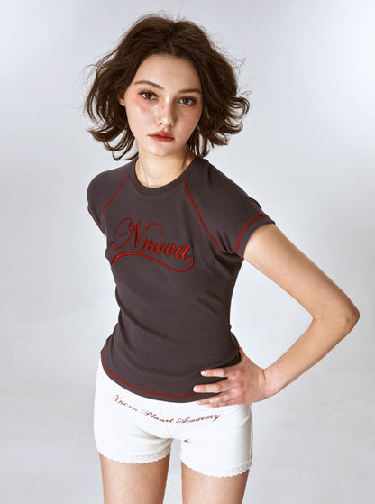 Embroidered Raglan T-Shirt