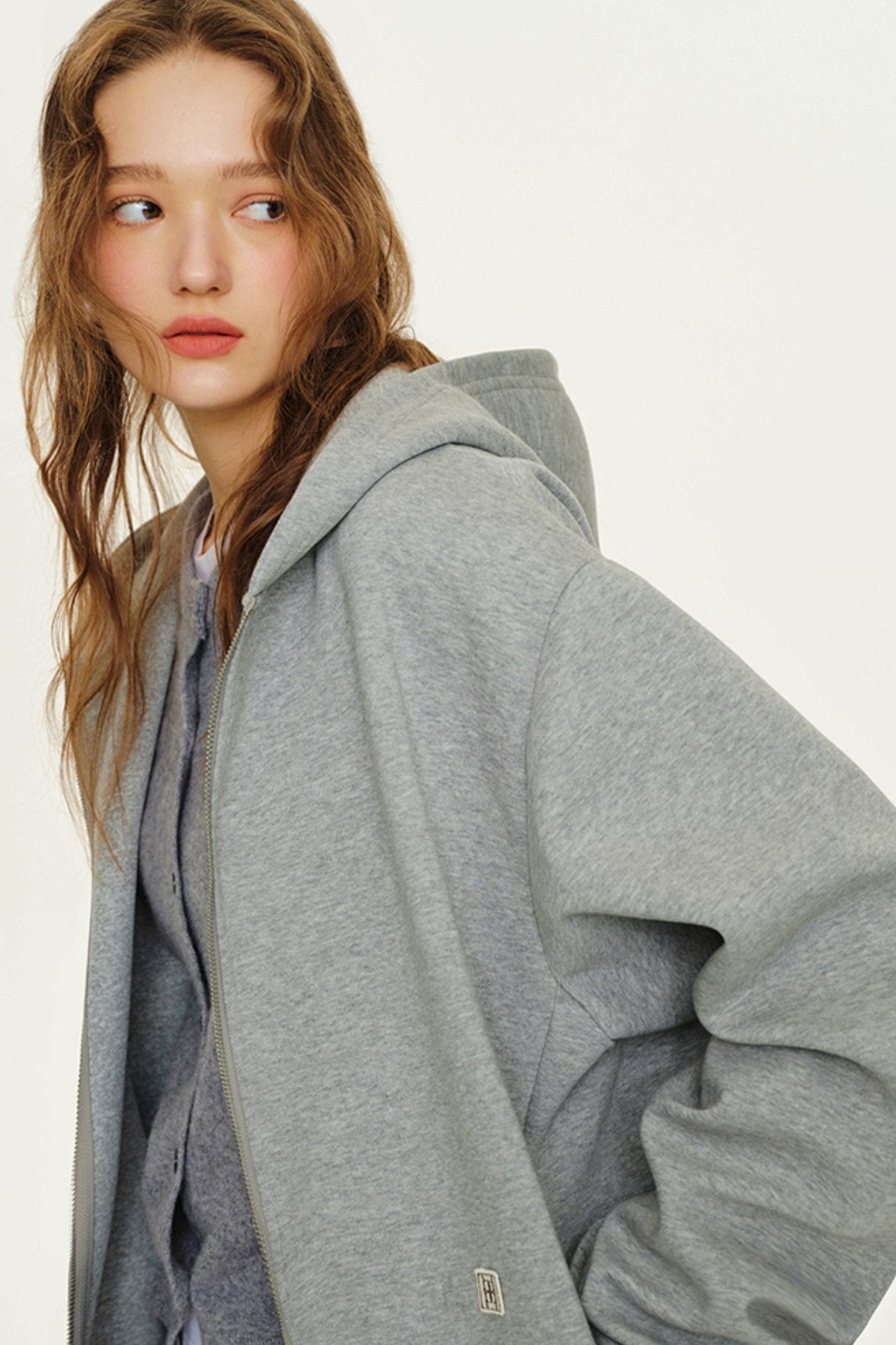 Grey Air Layer Padded Zip Jacket