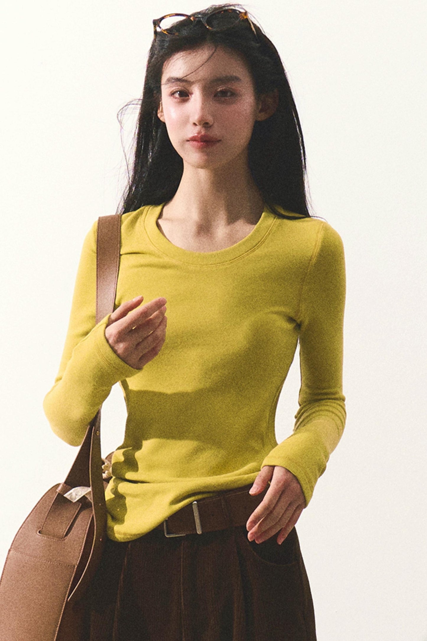 Solid Color Wool Knit Casual Top