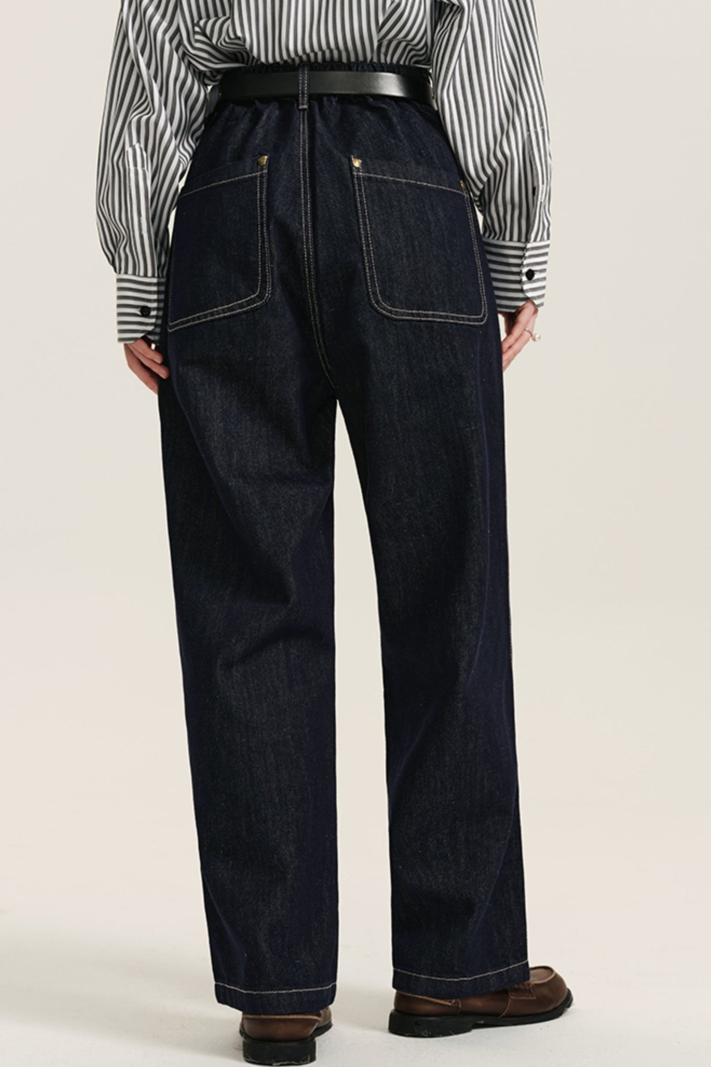 DESIGNER PLUS DUNKELBLAUE JEANS IN VINTAGE-WASCHUNG SLOUCHY LOOSE CASUAL HIGHRISE DRAPED TURNIP TROUSERS