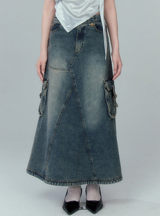 Cotton A-line maxi skirt