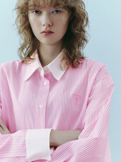 Classic Contrasting Stripe Embroidered Shirt