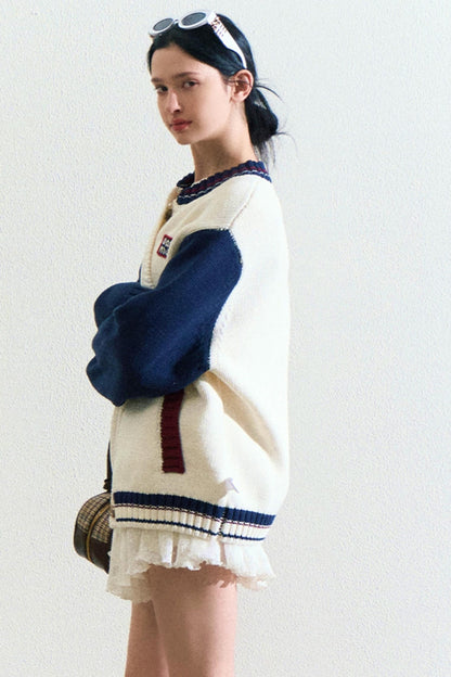 Logo Label Baseball Loose Jacket