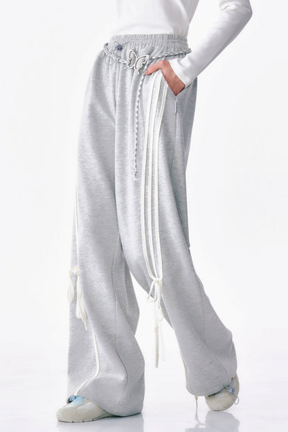 Drape Tie Straight Leg Sweatpants