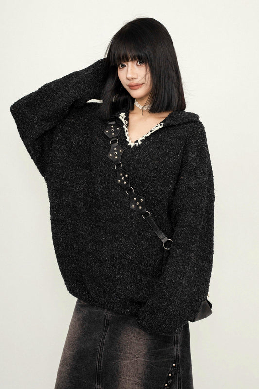 KOREAN SIMPLE LOOSE KNIT HOODIE