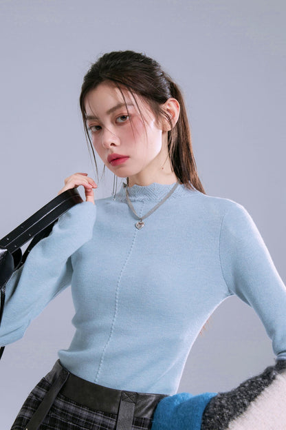 Twisted Wave Collar Wool Base Layer Top