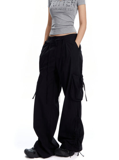 Low-Rise Drawstring Cargo Pants