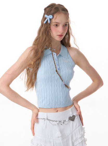 Short Outerwear Knitted Vest Top