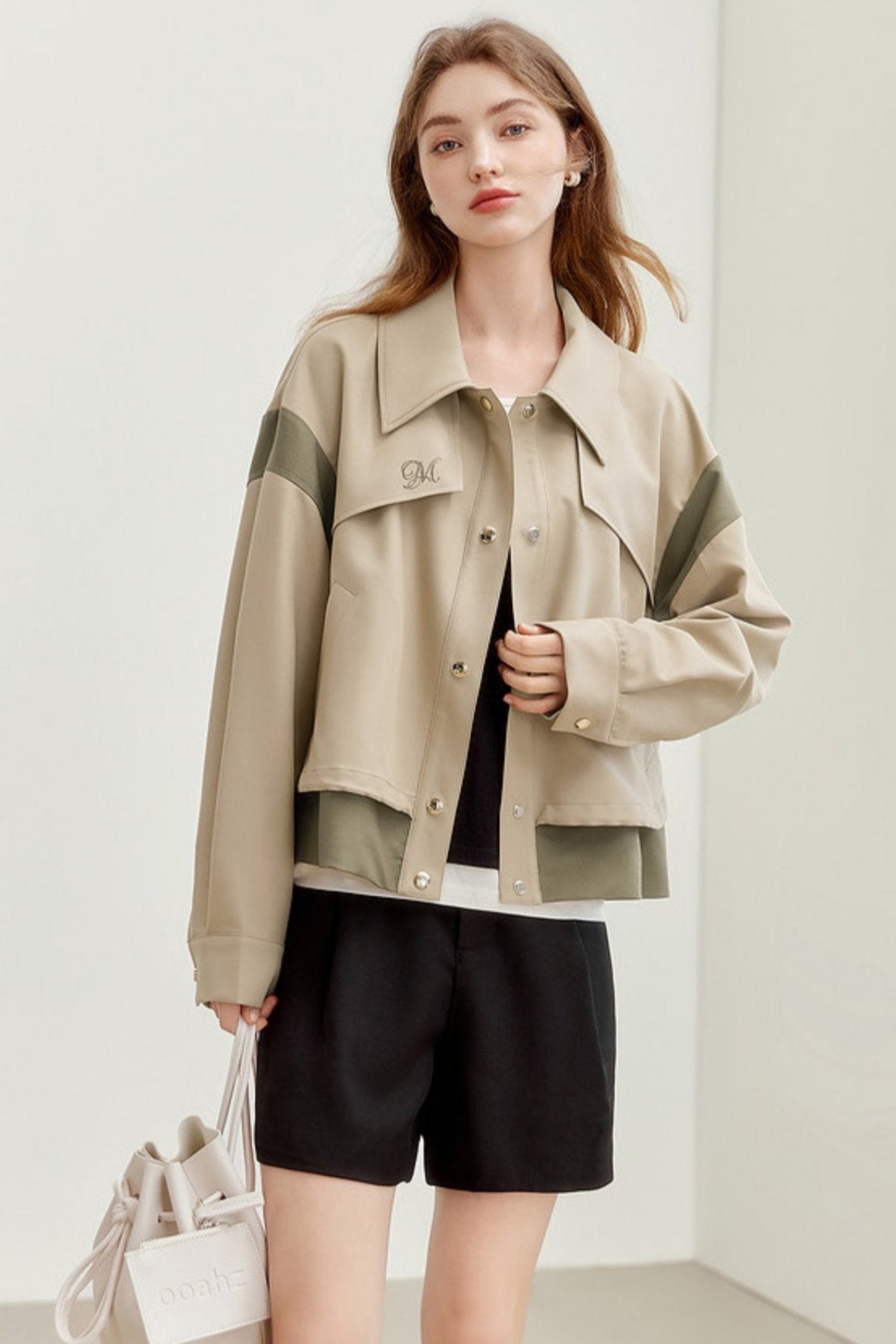 French Workwear Patchwork Short Jacket