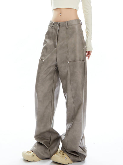 American Retro Straight Leg Leather Pants