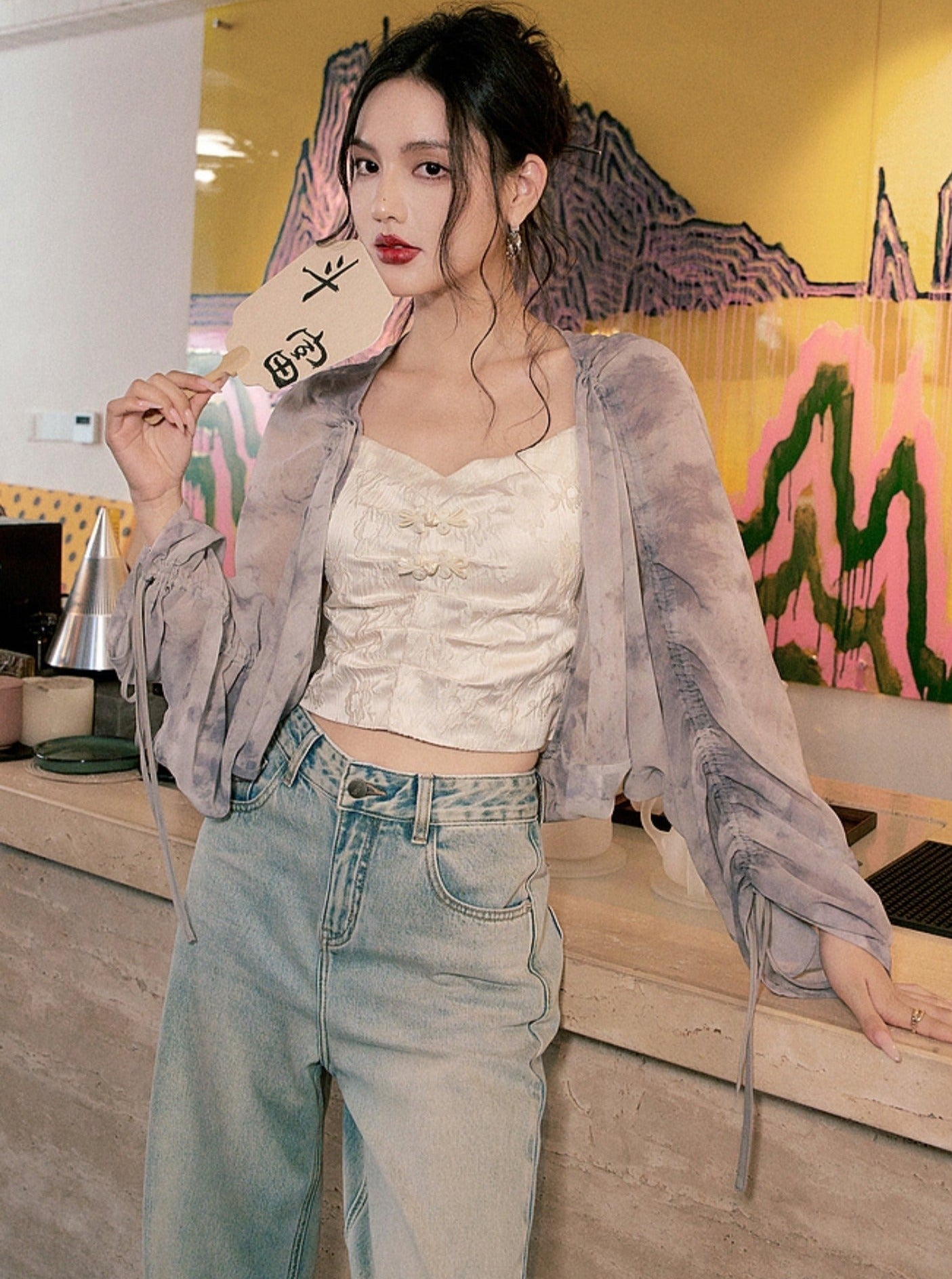 Chinese Tie-Dye Chiffon Cardigan