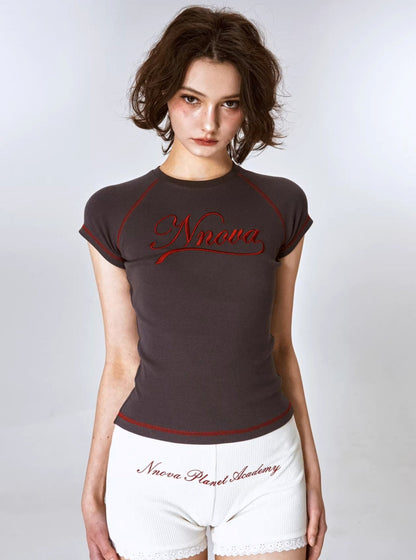 Embroidered Raglan T-Shirt