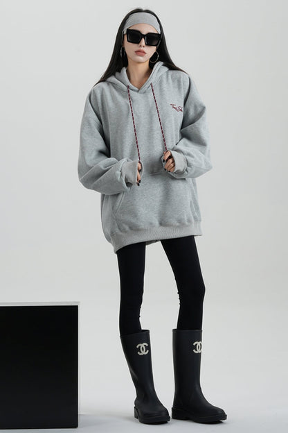 Hooded Mid-Length Fleece Sweatshirt