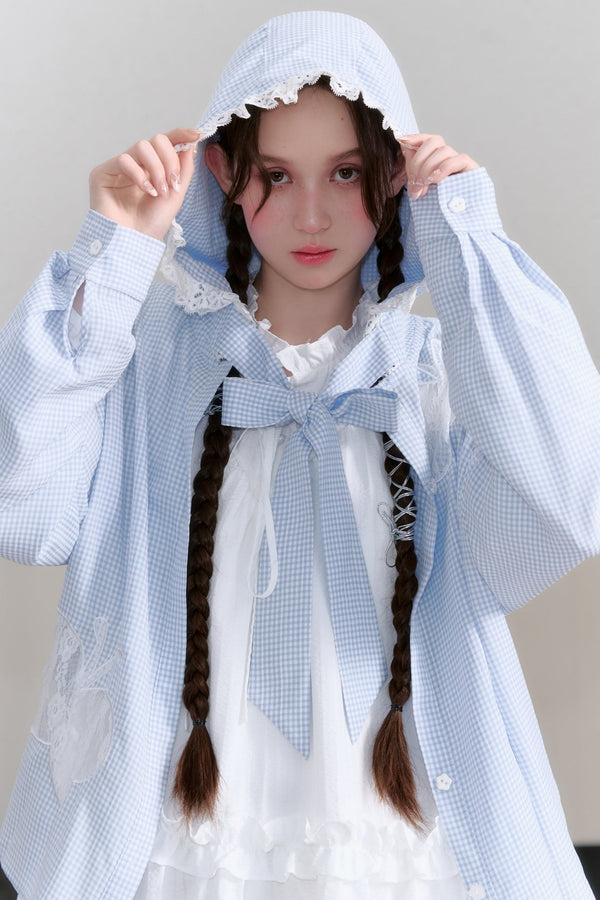 French Lace Panel Shirt Jacket