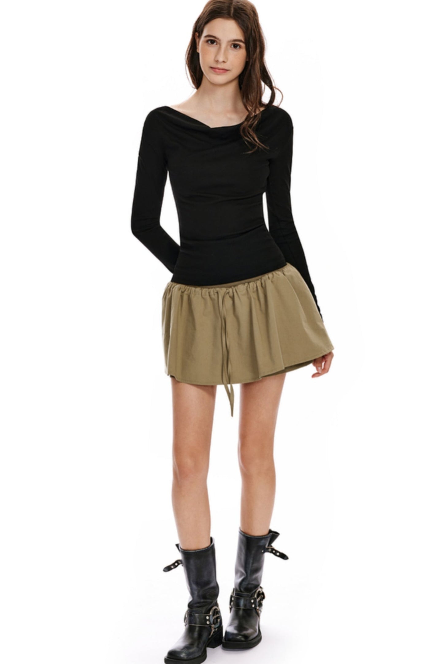 Elastic Waist Drawstring Puffy Skirts