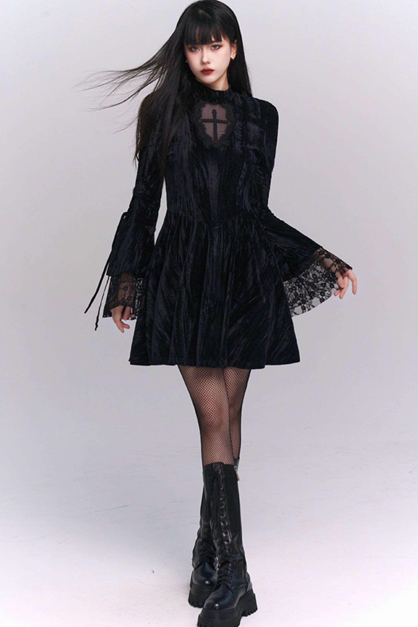 Unique Gothic Velvet Halloween Outfit Dress