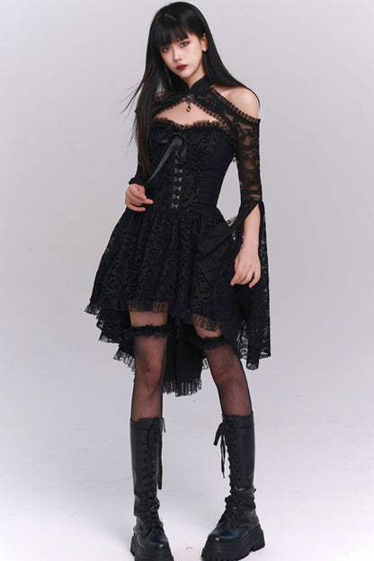 Halloween Party Black Bandeau Dress Set-UP