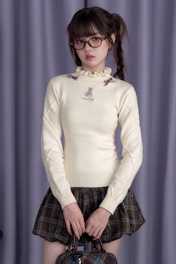 슬림 핏 하프 하이 넥 스웨터 