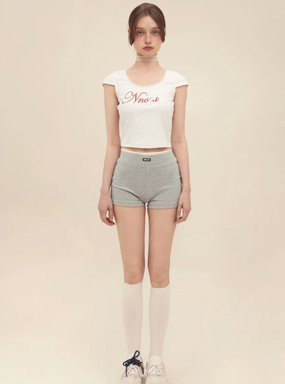 U-Neck Bow High Waist T-Shirt