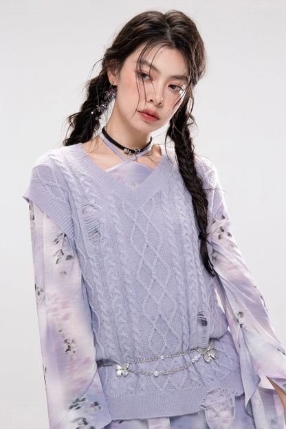 Smokey Purple Layer Dress Set Up