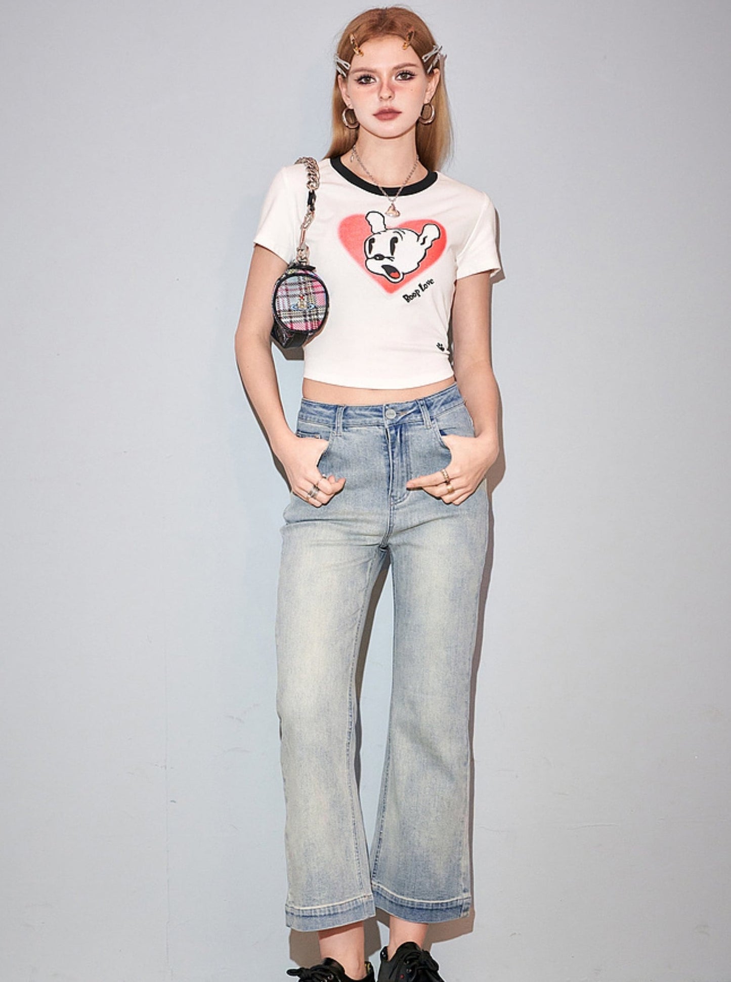 Vintage High-Rise Cropped Jeans-Hose